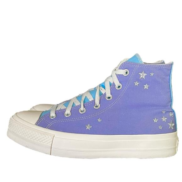 Converse Shoes Women Size 10 CTAS Lift Hi Platform Sneakers Purple Starry Skies - Picture 3 of 7